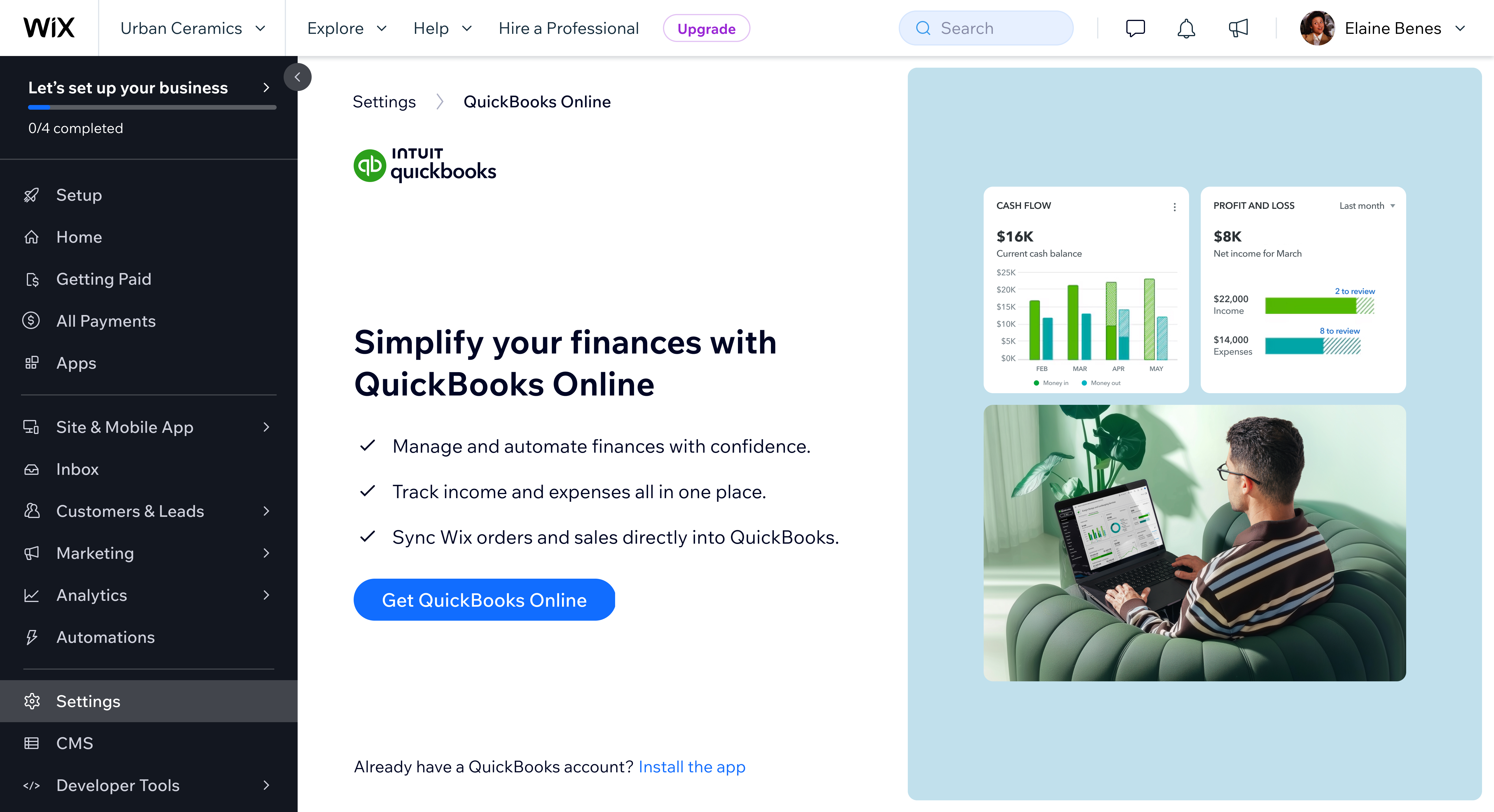 QuickBooks - Wix x Intuit integration